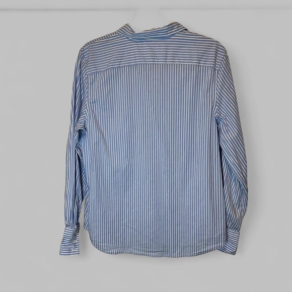 Chaps Blue & White Striped Button-Down Shirt Women's Large - Picture 3 of 5